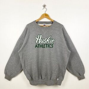 90s University of Saskatchewan ‘Huskies’ Crewneck Sweatshirt Print Logo Grey xl